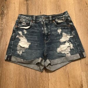 Women’s American Eagle Outfitters Blue Distressed Denim Shorts Size 0